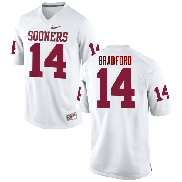 Men Oklahoma Sooners #14 Sam Bradford College Football Jerseys Game-White